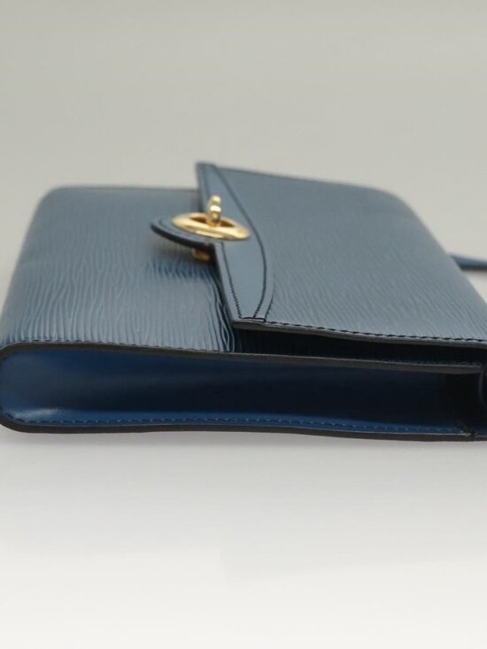 Authentic LOUIS VUITTON Epi Pochette Arche Shoulder Bag Blue M52575 LV - Picture 10 of 16